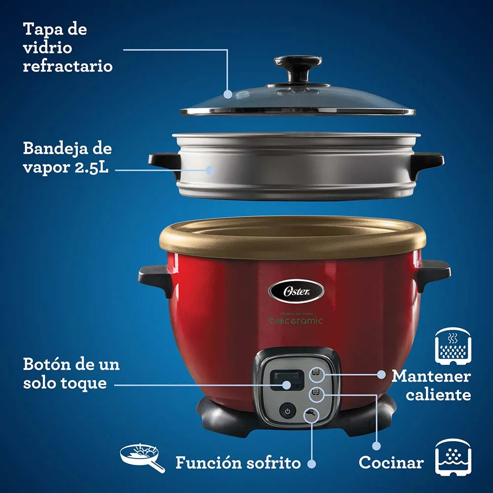 ARROCERA MULTIUSOS CON FUNCION SOFRITO Y RECUBRIMIENTO BIOCERAMIC INFUNDIDO CON ACEITE DE OLIVA OSTER CKSTRC7130R