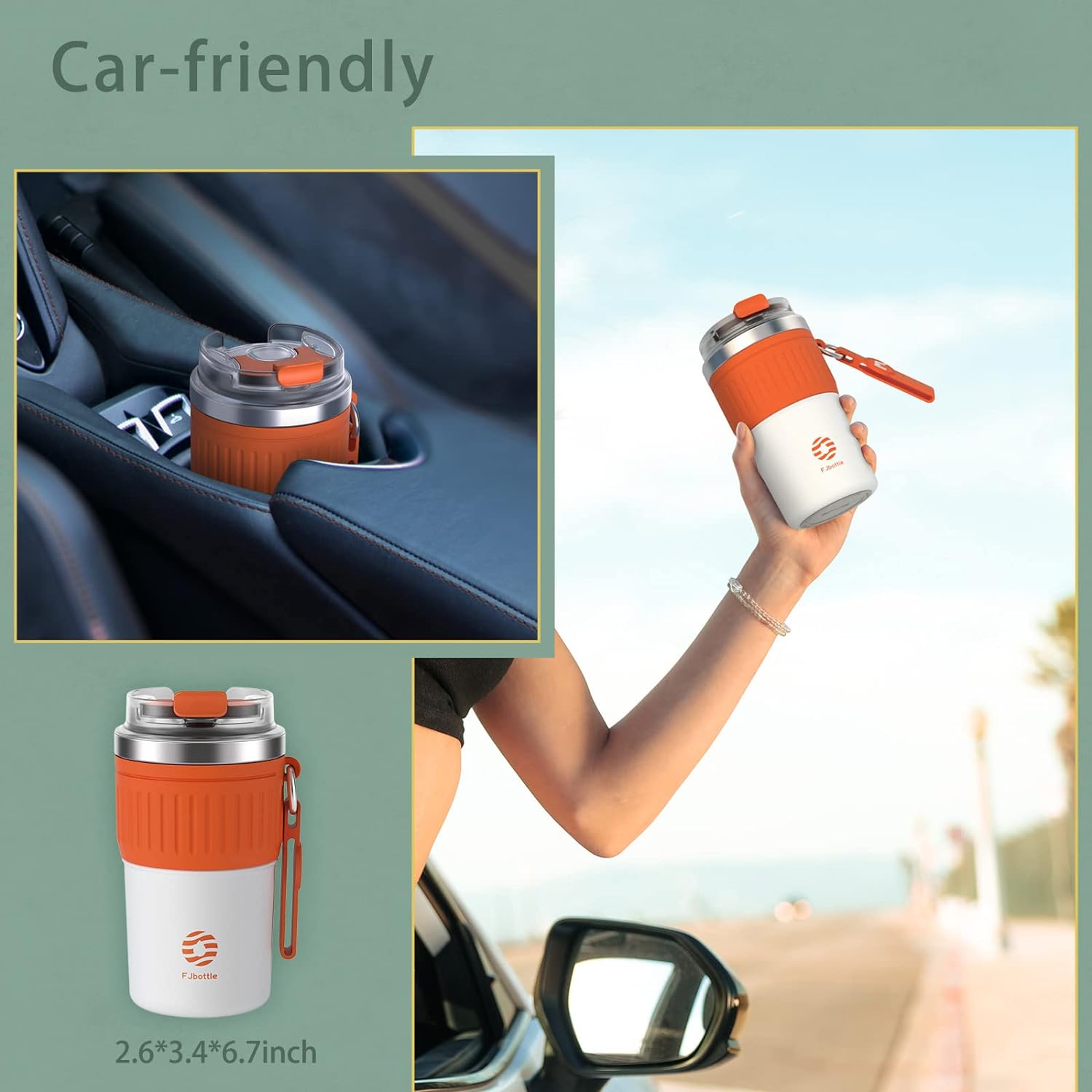 FJBOTTLE - TAZA TÉRMICA DE CAFÉ CON AISLAMIENTO DE ACERO INOXIDABLE 400ML