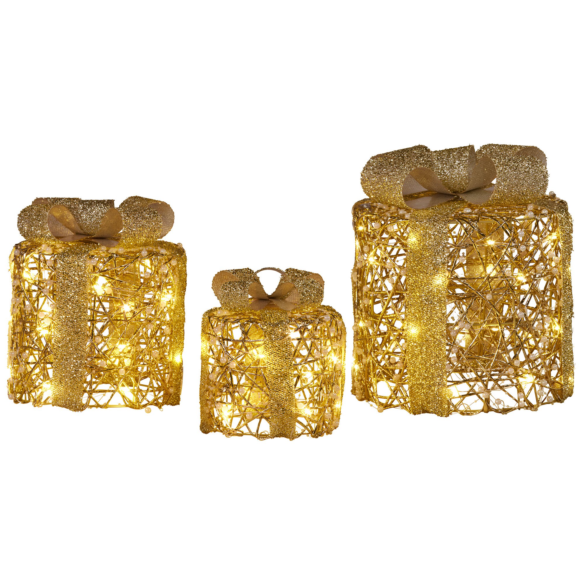 Christabelle Set of 3 Golden Christmas Gift Boxes