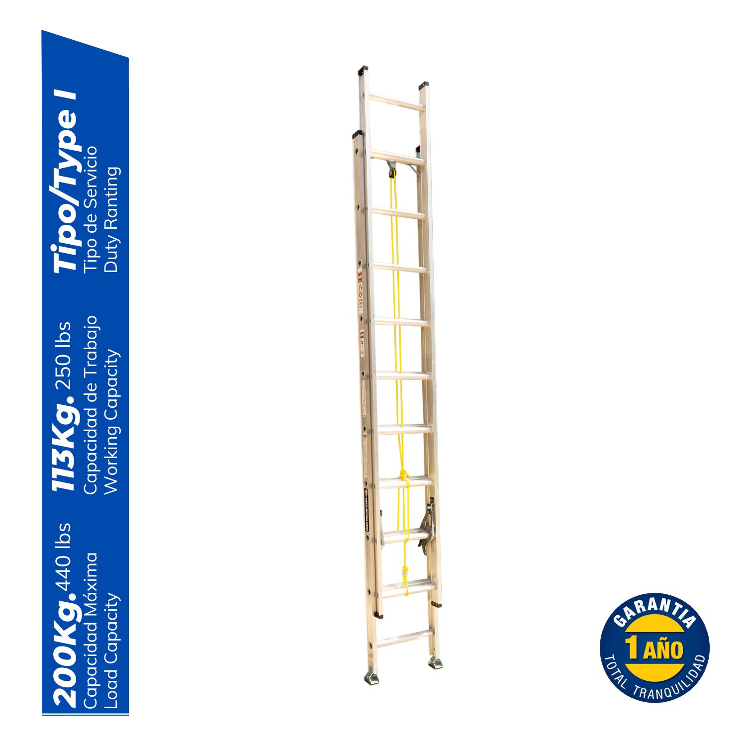 ESCALERA ALUMINIO PROFESIONAL TELESCOPICA DE 20 PASOS CAPACIDAD DE CARGA 200 KG - BRONCO AMERICAN