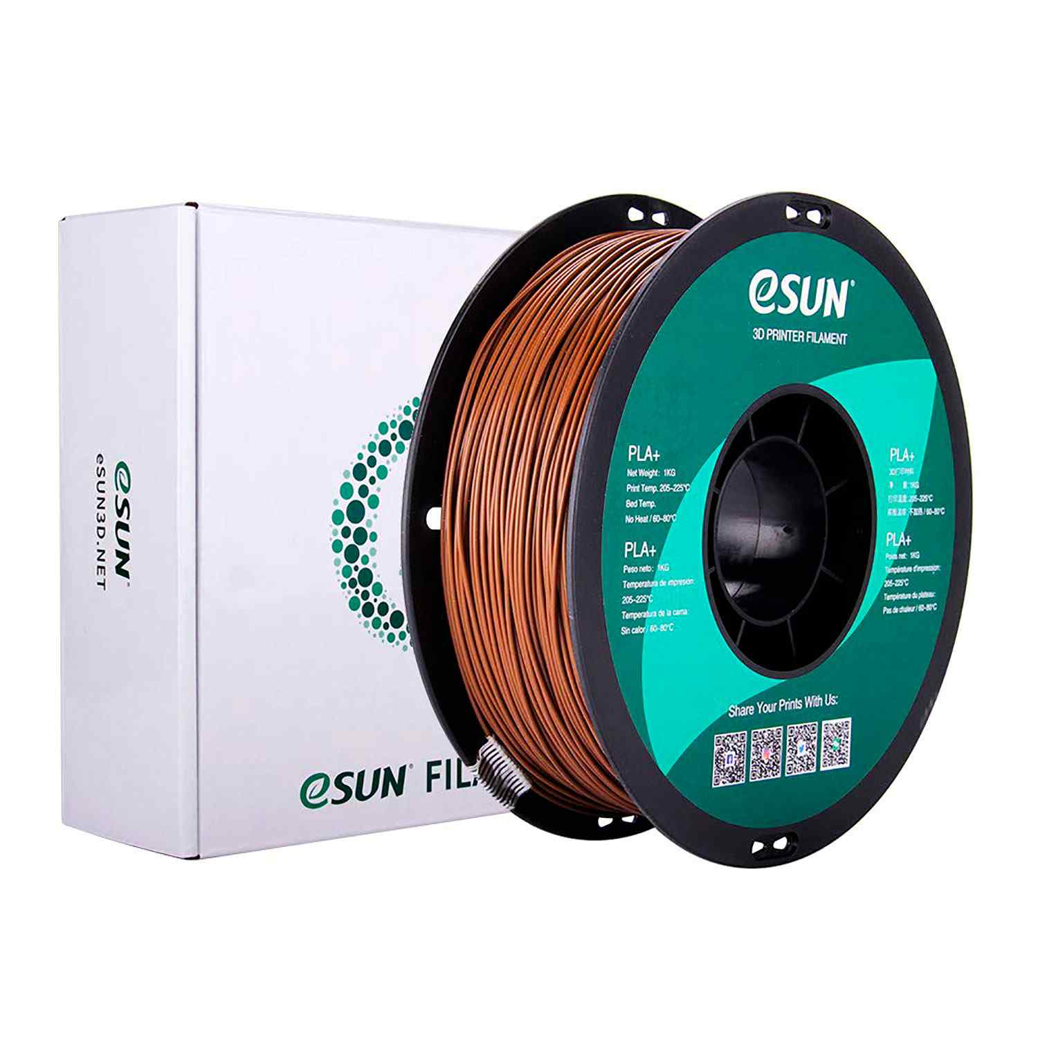 FILAMENTO IMPRESORA 3D PLA+ 1.75MM 1KG ESUN MARRON