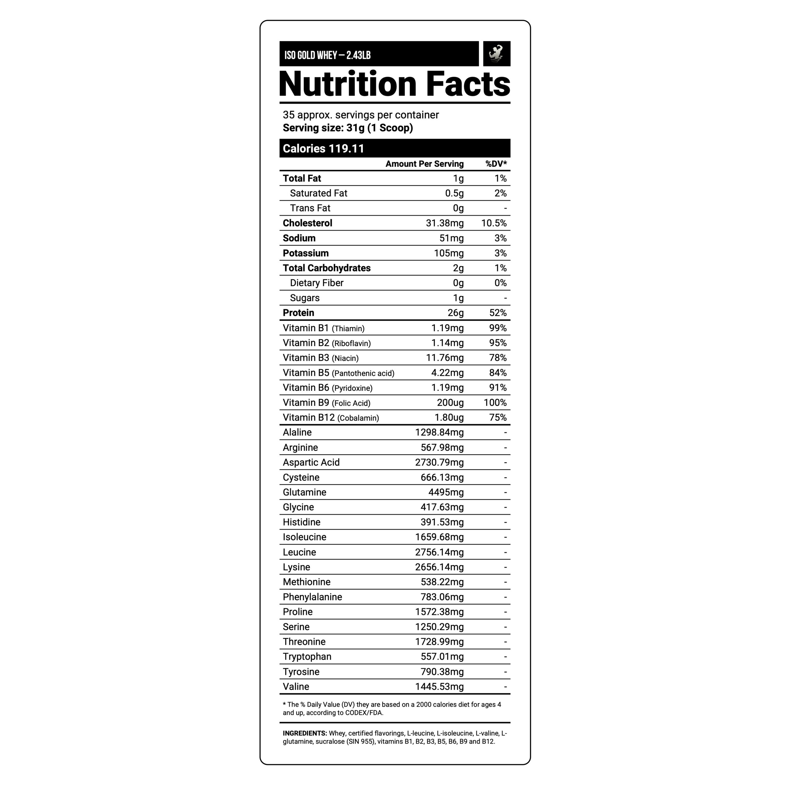 PACK | ISO GOLD WHEY 2.43 LB (VANILLA) + CREATINA KEVIN LEVRONE 500 GR