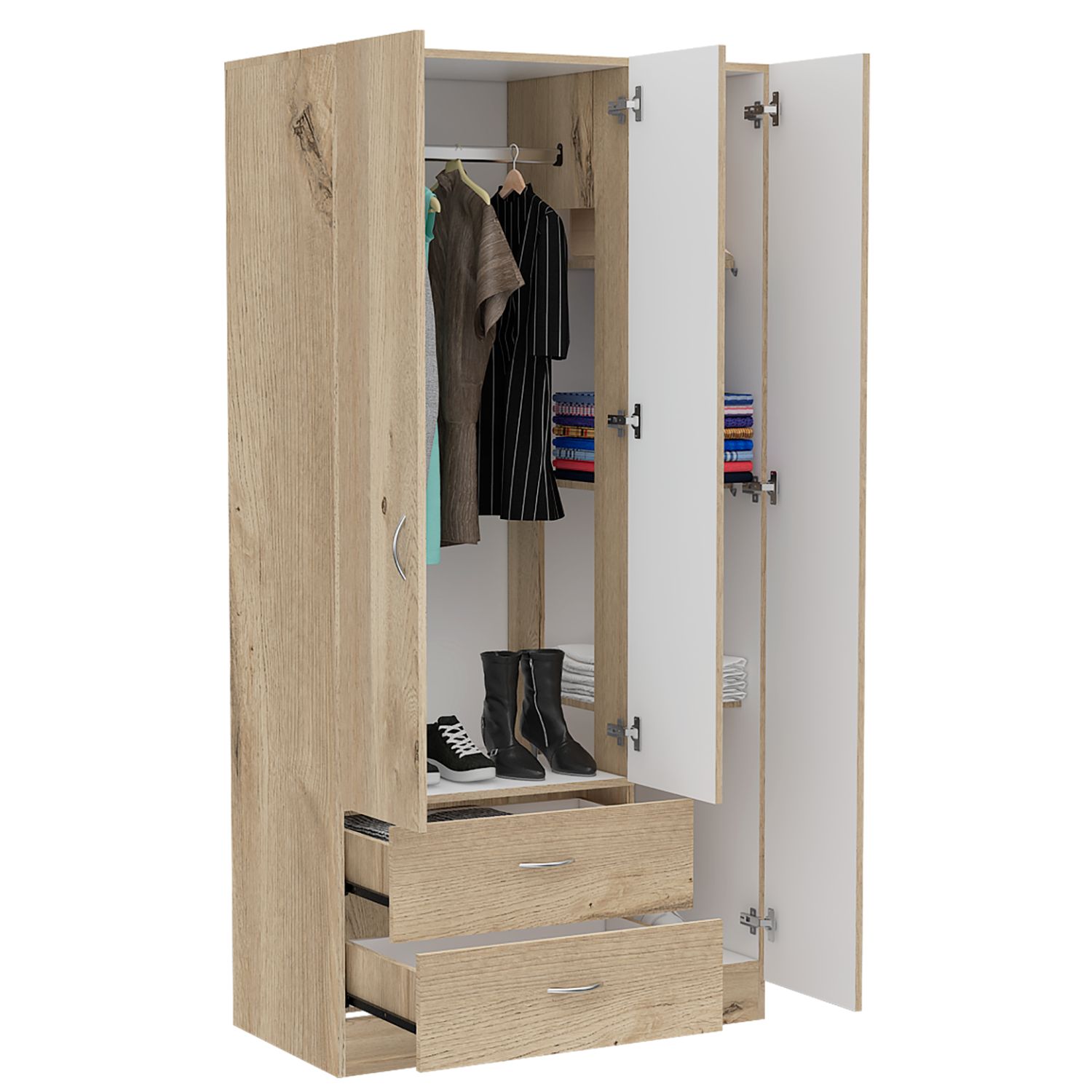 CLOSET Z-90 3 PUERTAS/2CAJONES - DUNA/BLANCO