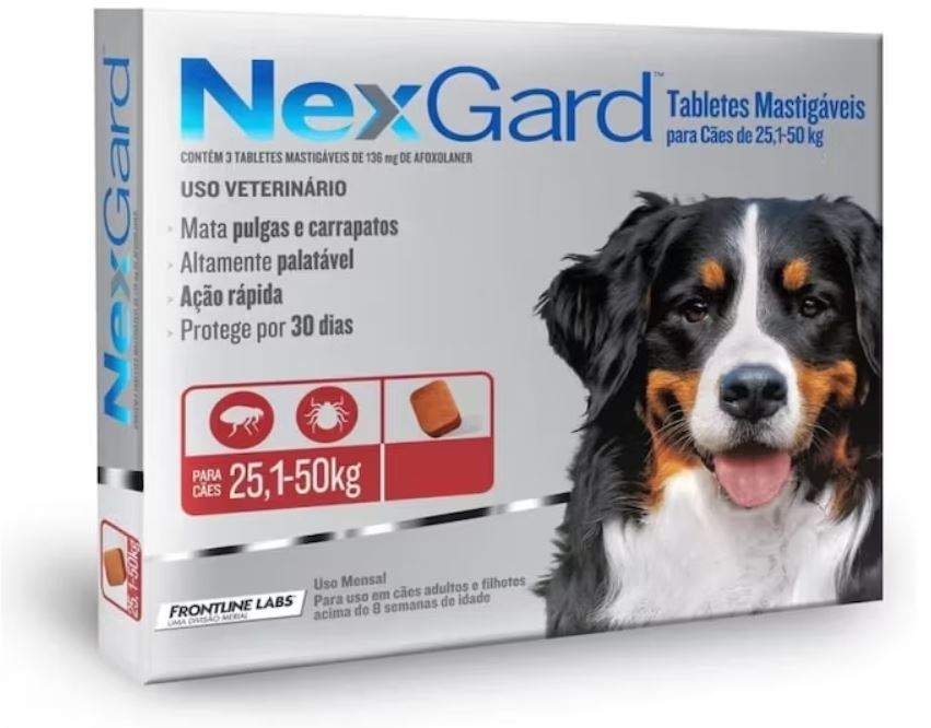 NEXGARD ANTIPULGAS MASTICABLE X 1 TAB 136 MG 25.1 - 50 KG