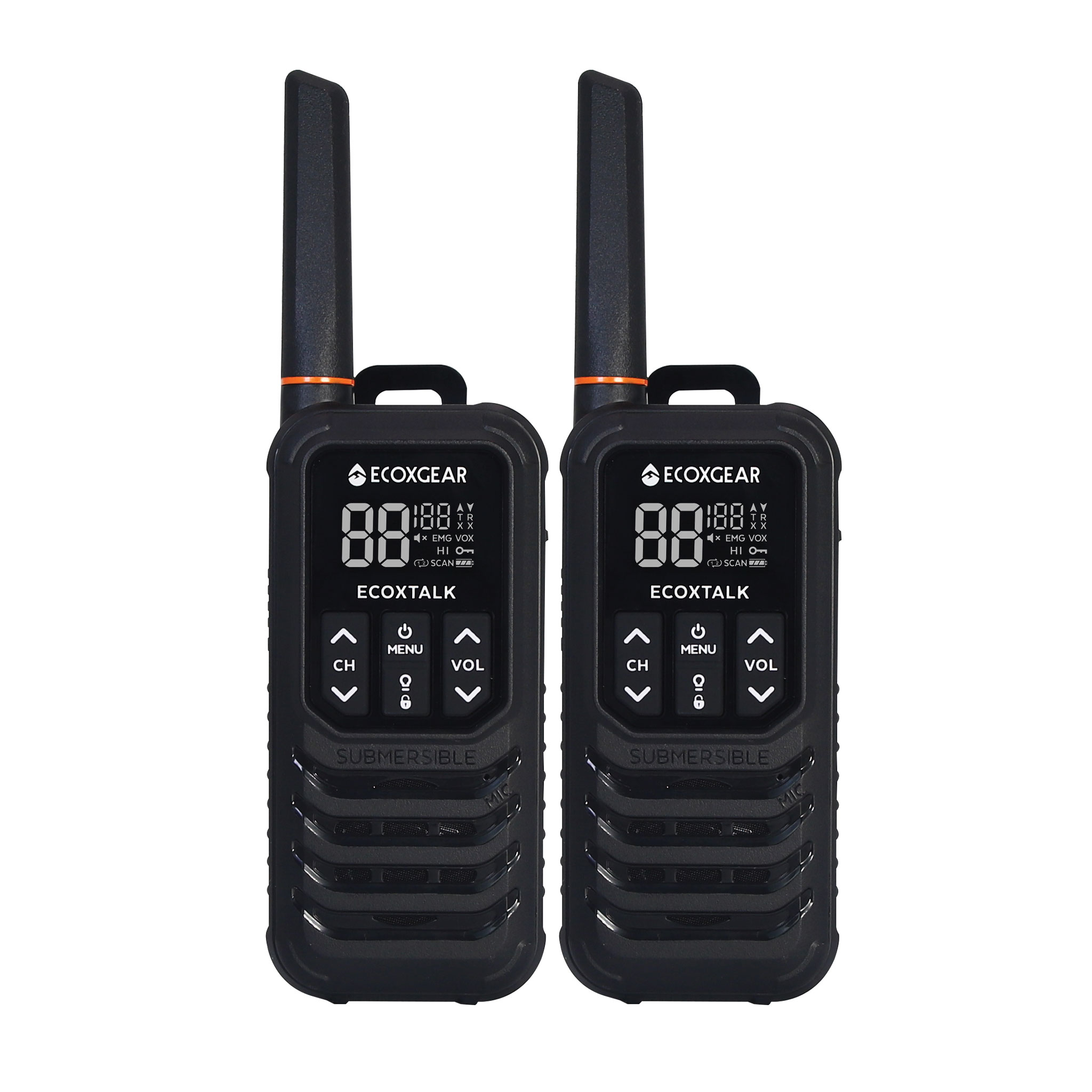 EcoXgear 2 Watt Waterproof UHF CB Handheld Radio (2 Pack) EXG200-2PK