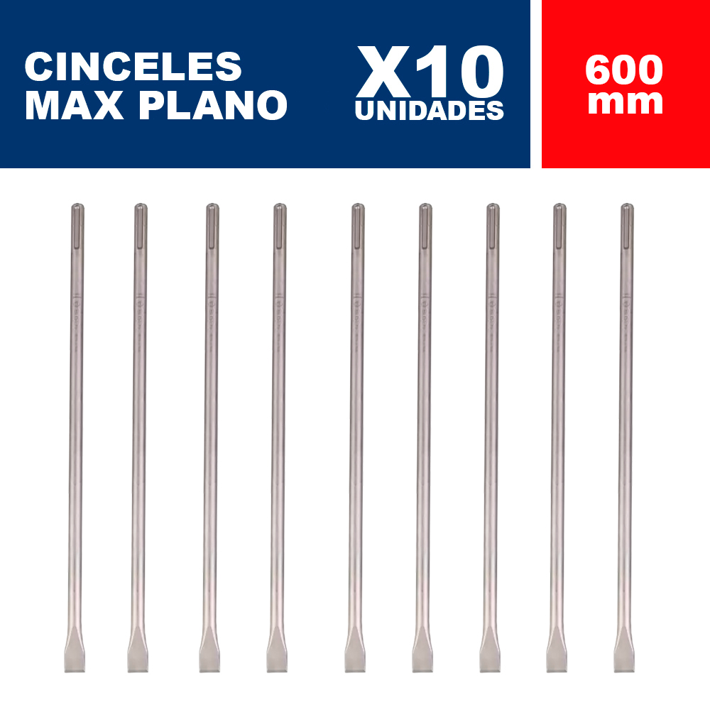 CINCEL PLANO SDS-MAX BOSCH ECO 25X600 MM X10 UN