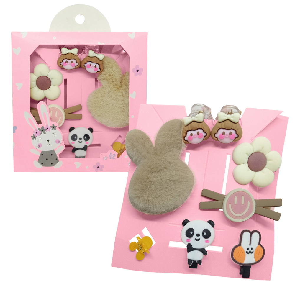 SET DE 8 GANCHITOS KAWAII PARA NIÑAS ACCESORIO DE CABELLO S47 MARRÓN