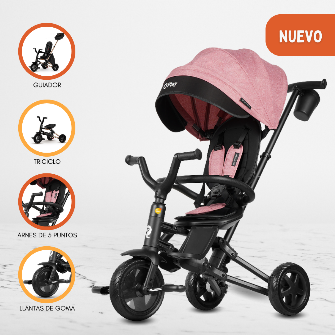 TRICICLO GUIADOR PLEGABLE PARA NIÑOS «NIELLO» PINK