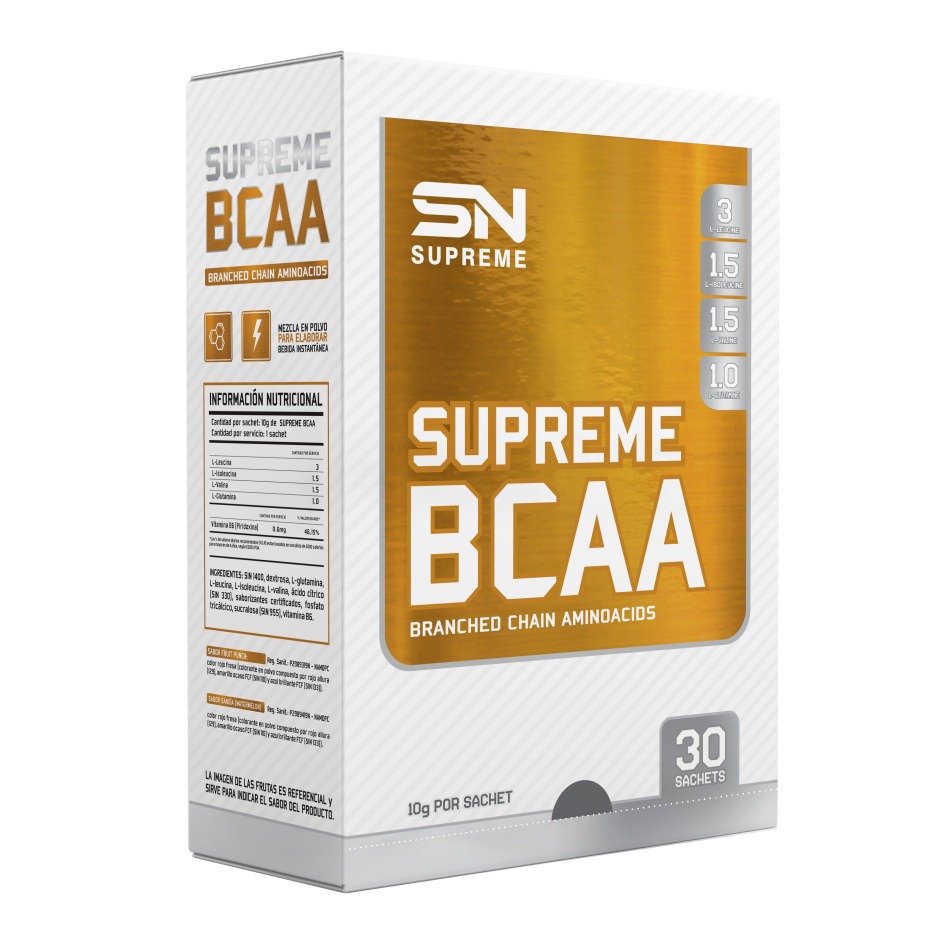 SUPREME NUTRITION SUPREME BCAA CAJA 30 UNID. FRUIT PUNCH