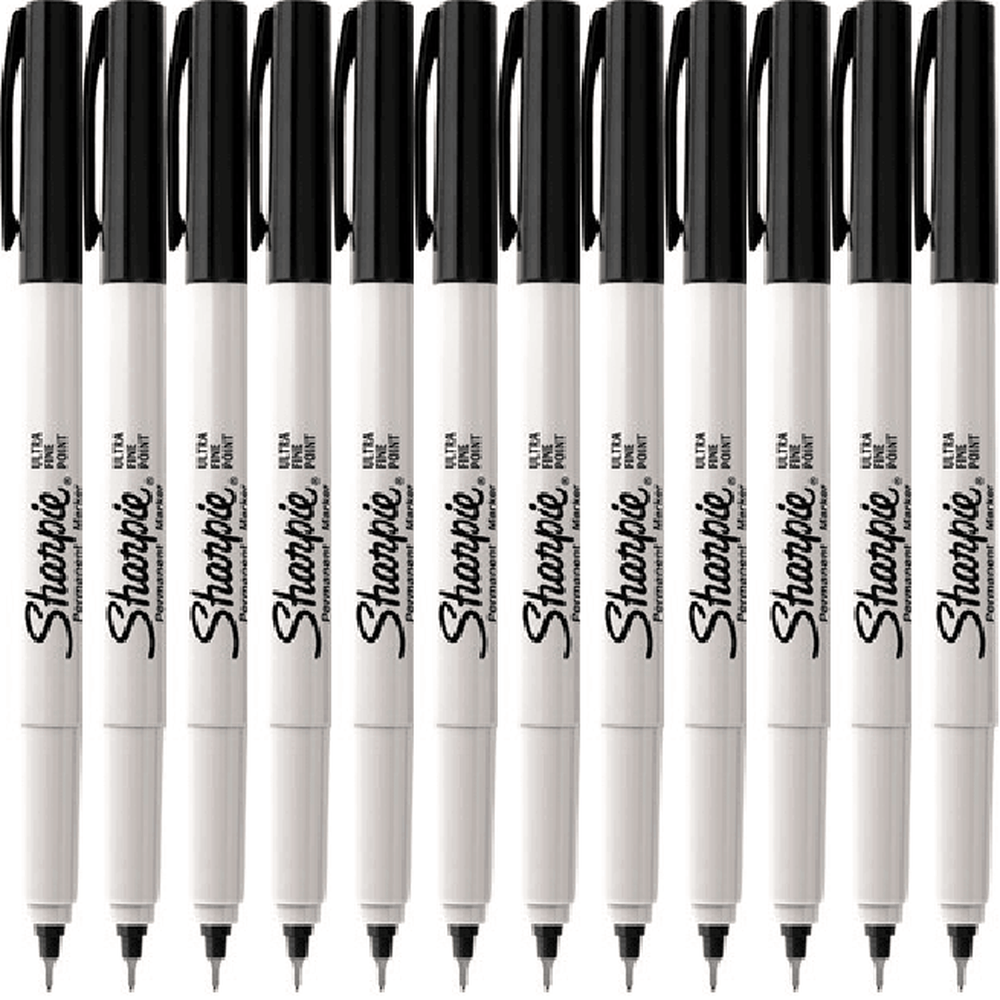 Sharpie Box 12 Permanent Marker Pen Ultra Fine 0.3mm (Black)