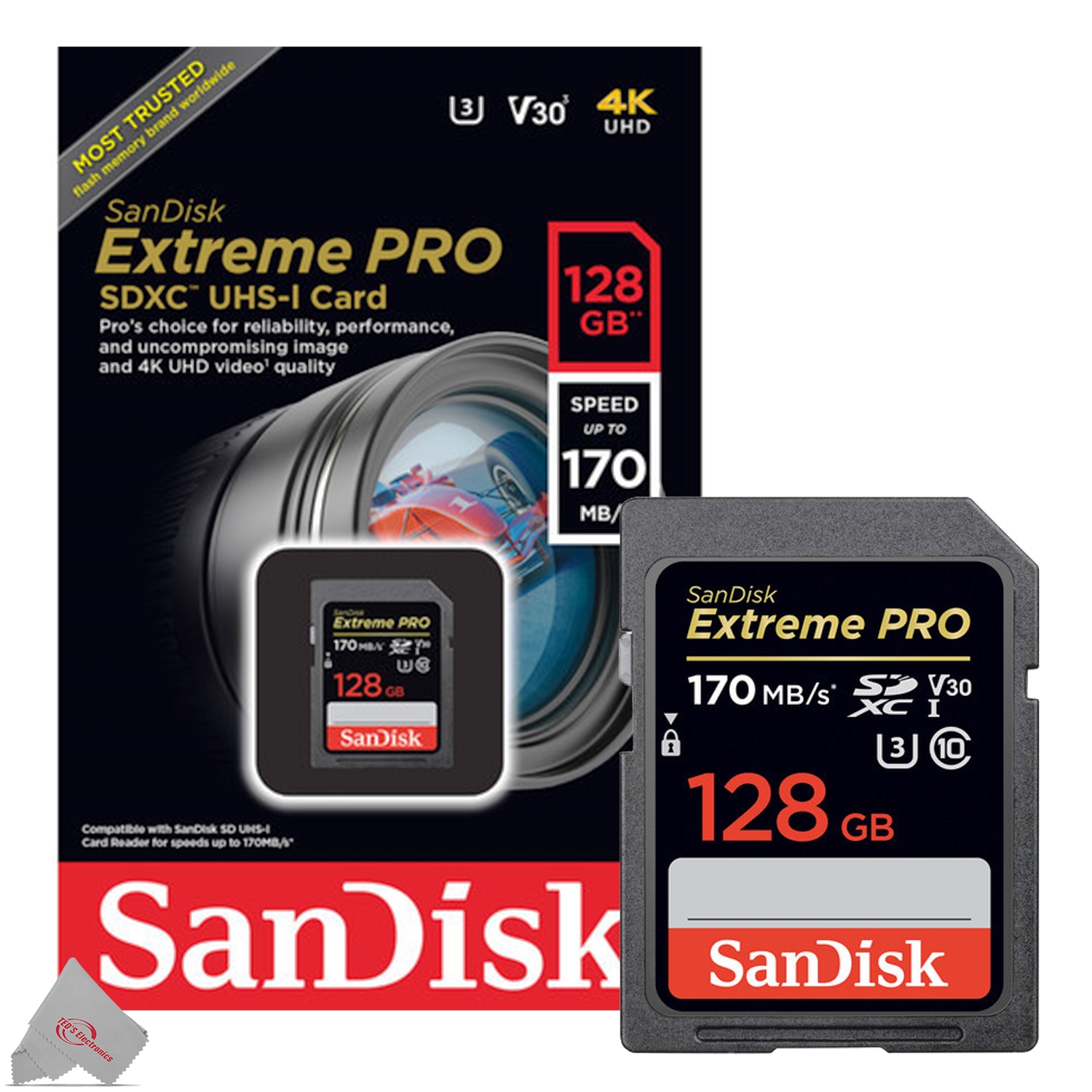SanDisk Extreme Pro 128GB SDXC UHS-I&sol;U3 V30 Class 10 Memory Card&comma; Speed Up to 170MB&sol;s &lpar;SDSDXXY-128G-GN4IN&rpar;