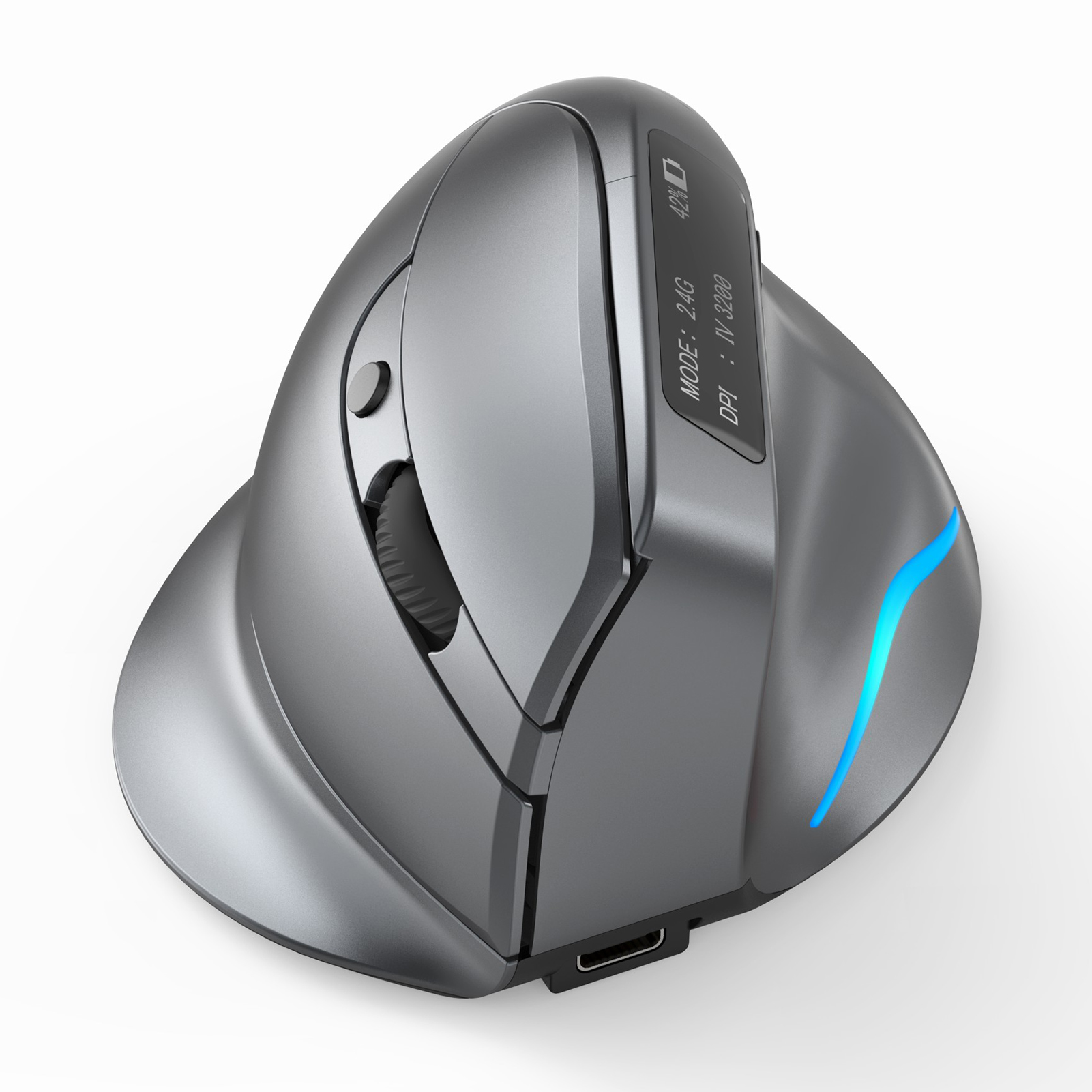 ZELOTES F-26C Rechargeable display dual-mode wireless mouse with silent 2&period;4GHz BT gray