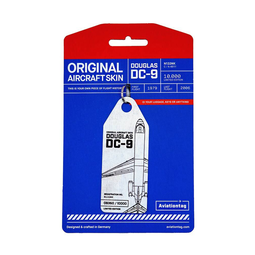Boyle Aviationtag Keychain Douglas DC-9 Continental Airlines Tag 14.5cm (Silver)