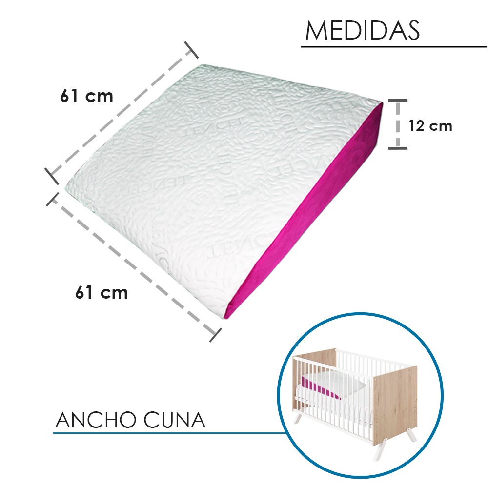 ALMOHADA COJIN ANTIREFLUJO BEBE IMPERMEABLE FUCSIA TERAFLEX 61X61X12 CM