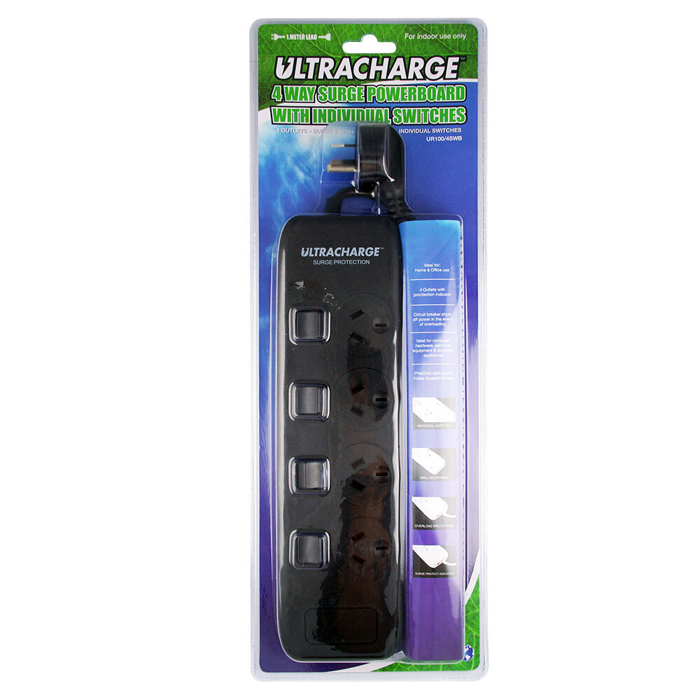 Ultracharge 4-Way Surge Strip with Individual Switches