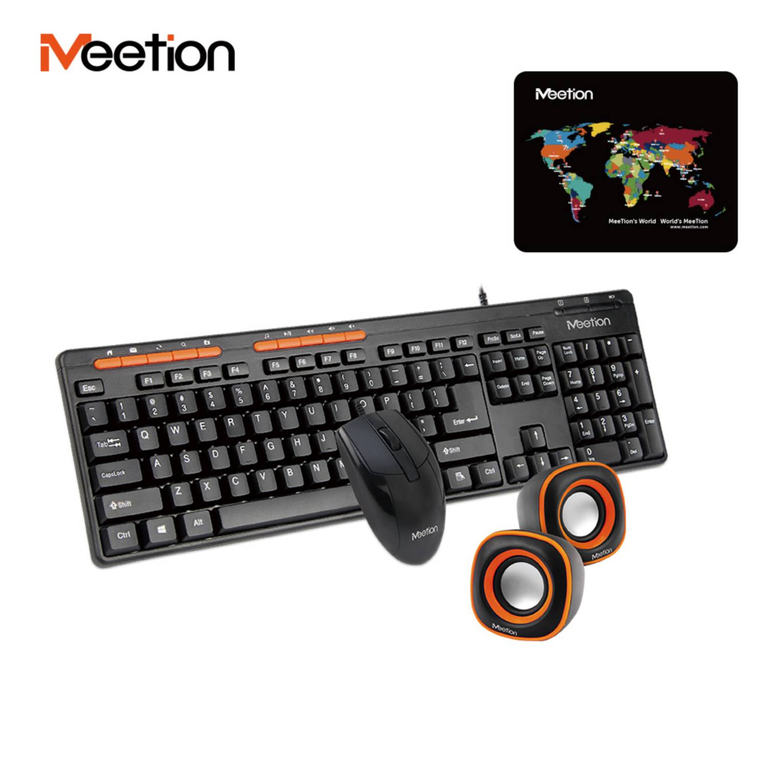 KIT OFFICE TECLADO MOUSE SPEAKERS PAD MEETION C105