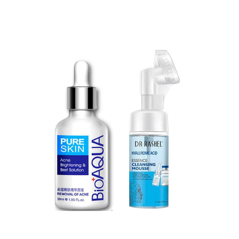 SERUM ACLARANTE ANTI ACNÉ - BIOAQUA + LIMPIADOR DE ACIDO HIALURONICO - DESMAQUILLADOR DR RASHEL