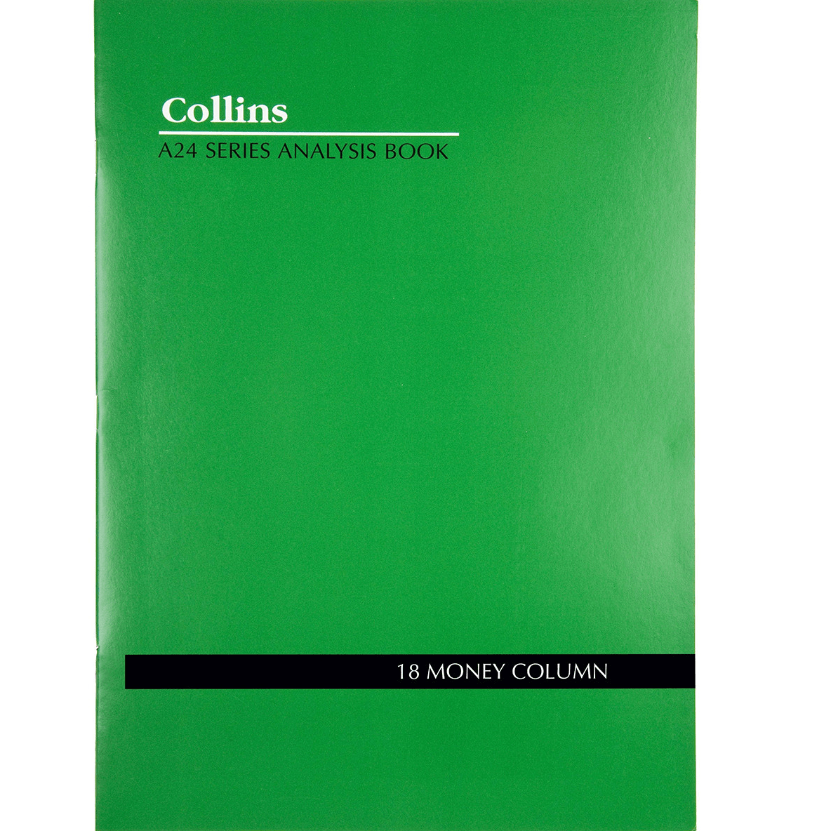 Collins Debden Collins A24 Series Analysis Book 18 Money Column Feint Ruled Stapled 24 Leaf A4 Green