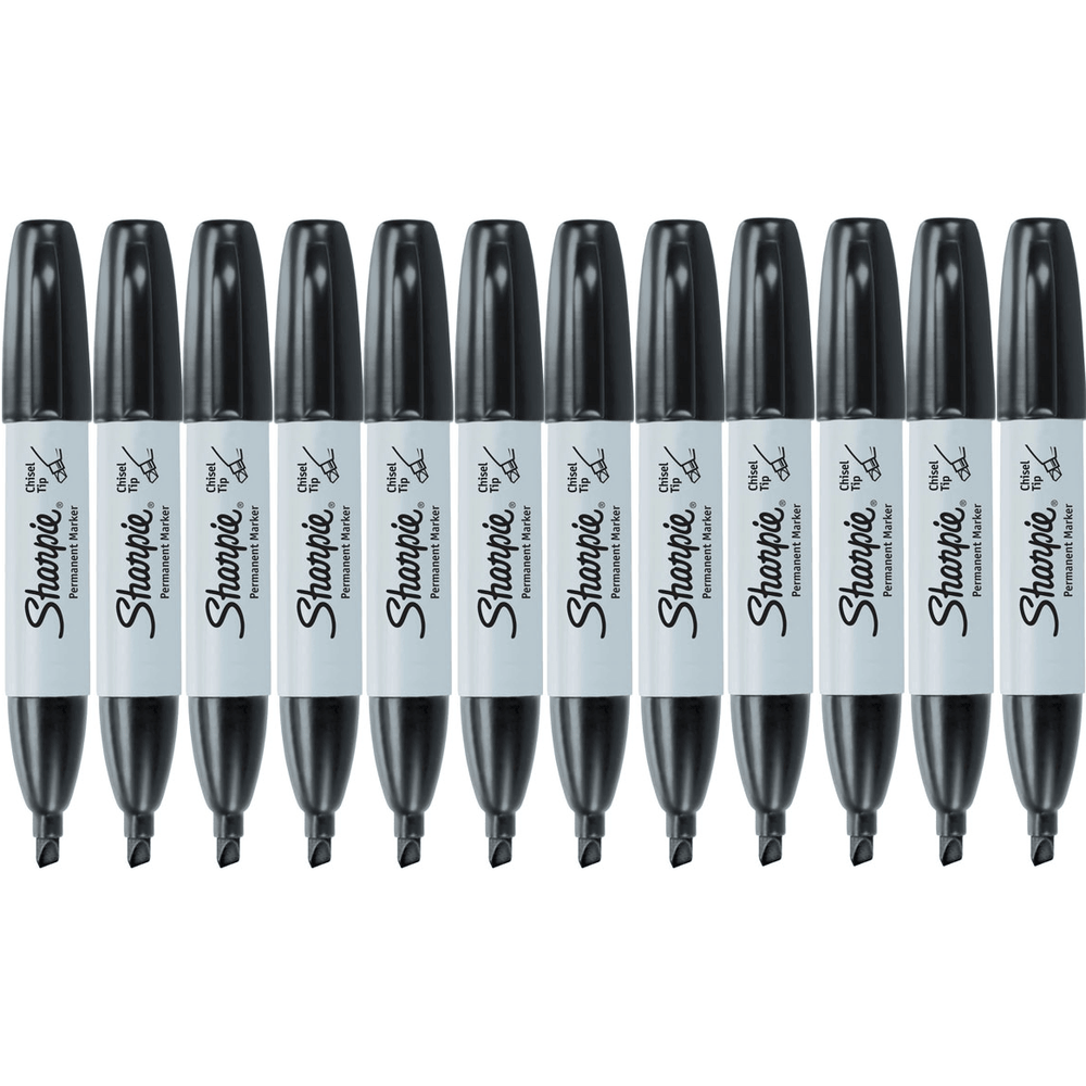 Sharpie Box 12 Permanent Marker Chisel Point Broad (Black)