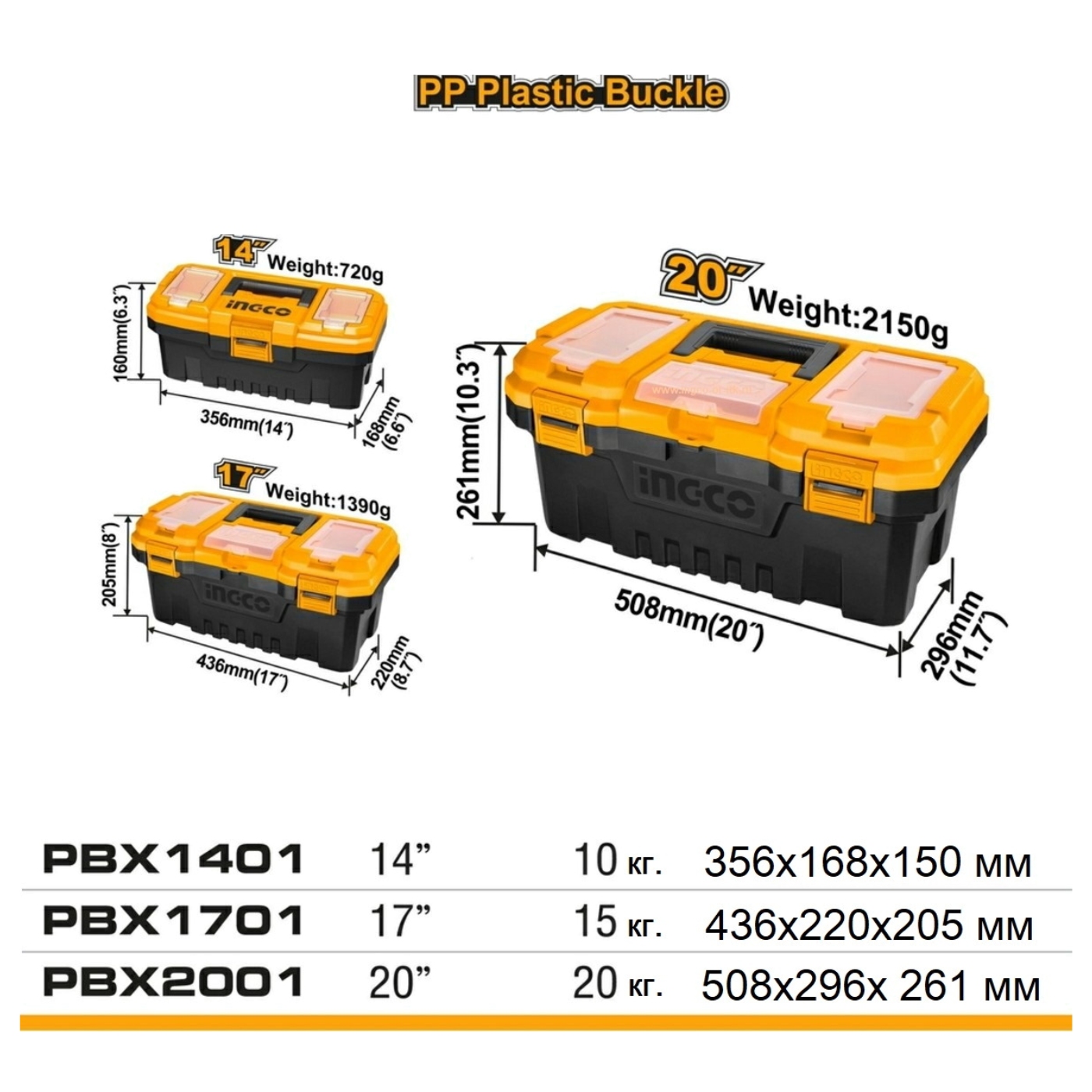 JUEGO DE 3 CAJAS DE HERRAMIENTAS 14' 17' 20' INGCO