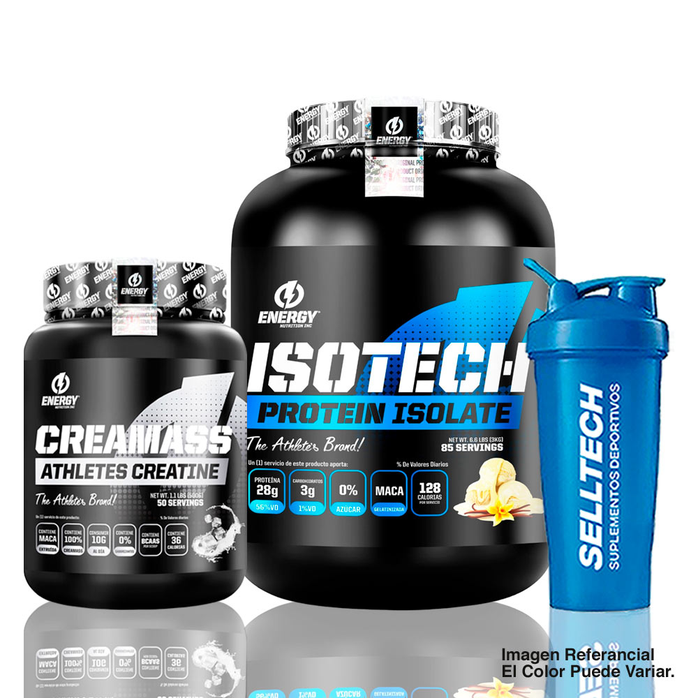 PACK ENERGY NUTRITION PROTEÍNA ISOTECH 3KG VAINILLA + CREATINA 500GR + SHAKER