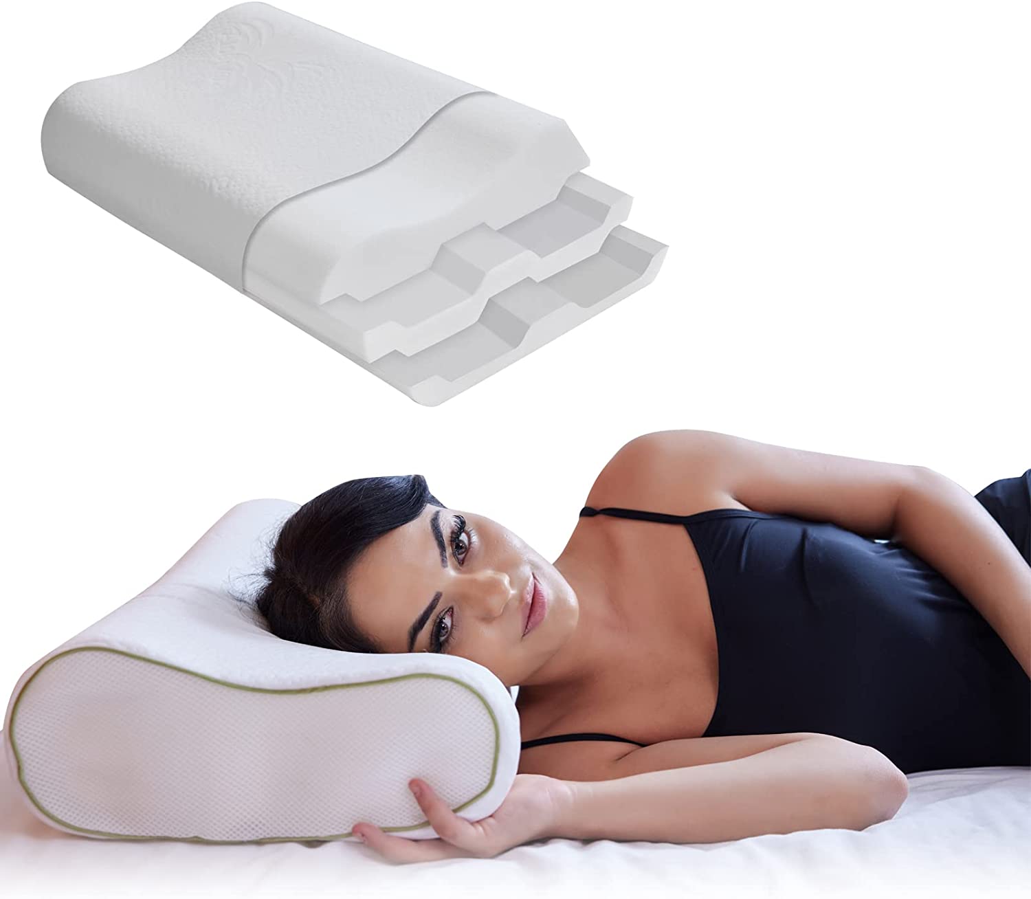 MABEL HOME ALMOHADA DE SÁNDWICH ALMOHADA DE ESPUMA VISCOELÁSTICA AJUSTABLE ALMOHADA CERVICAL PARA DOLOR DE CUELLO SOP