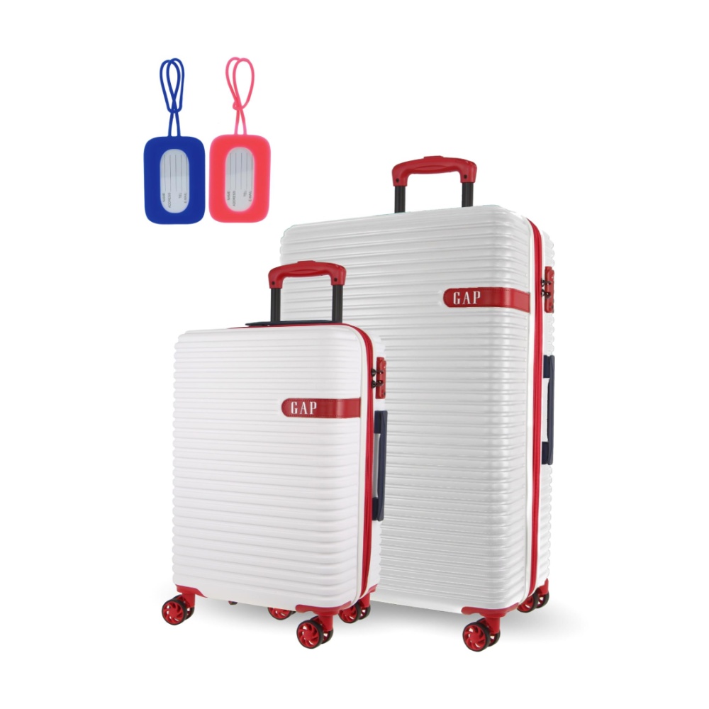 GAP Hard-Shell Suitcase Medium Cabin Luggage Set with Tag (White) [2-Pieces]