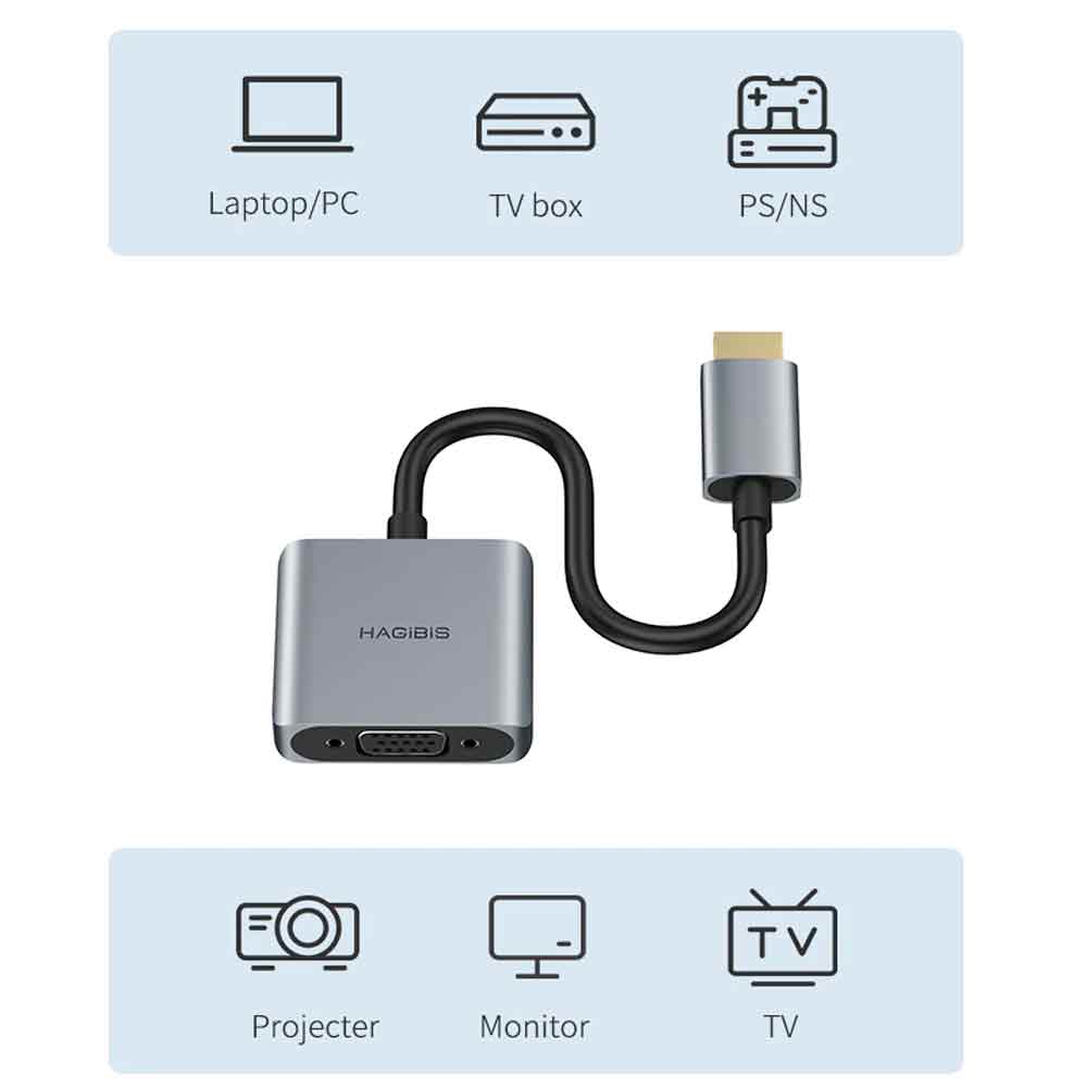 ADAPTADOR HDMI MACHO A VGA HEMBRA CONVERTIDOR FULL HD CON AUDIO 3.5MM