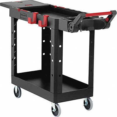 Thermoplastic Resin Utility Cart 500 lb Load Capacity Number of Shelves 2