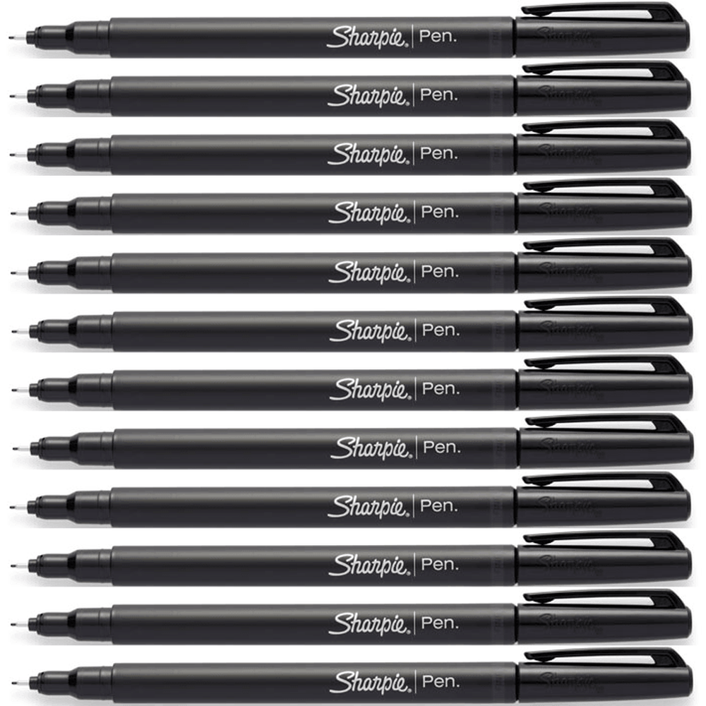Sharpie Fineliner Pen Fine Felt Tip Stylo 0.4mm (Black) [Box 12]
