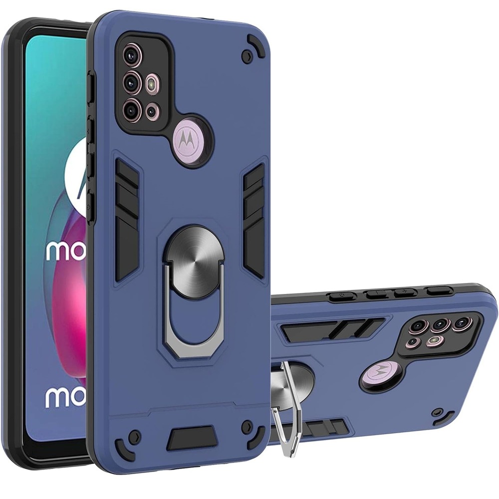 FUNDA PARA MOTOROLA MOTO G50 5G CON ANILLO METÁLICO ANTISHOCK AZUL