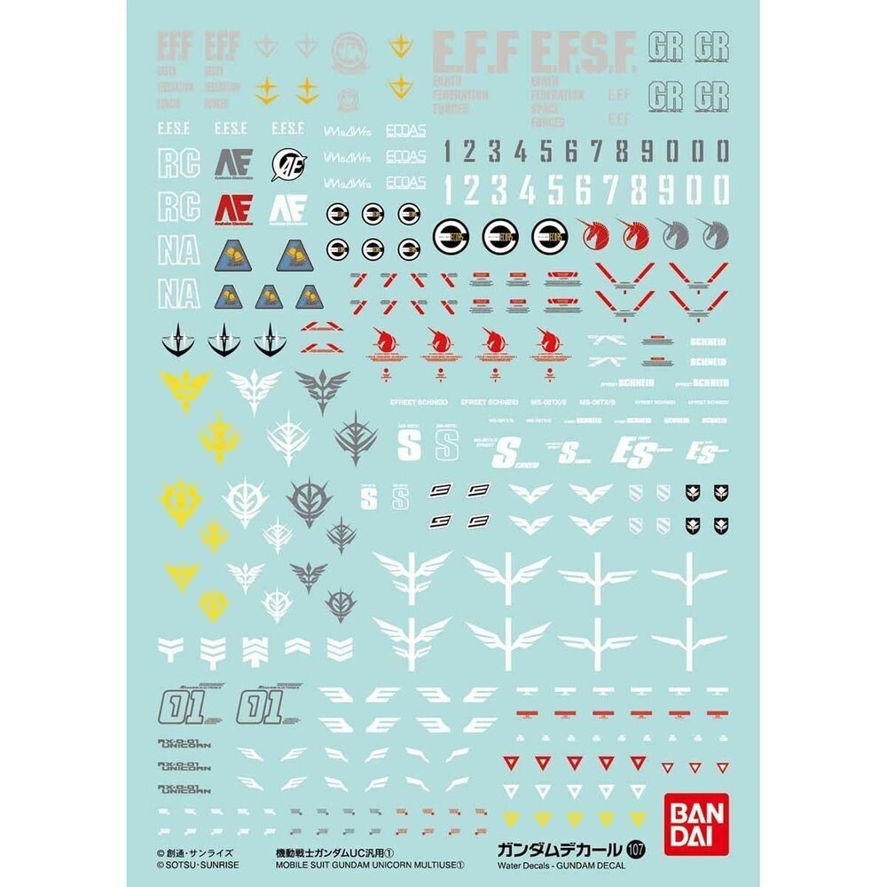 Bandai Gundam Decal 107 Mobile Suit Gundam Unicorn Multiuse 1