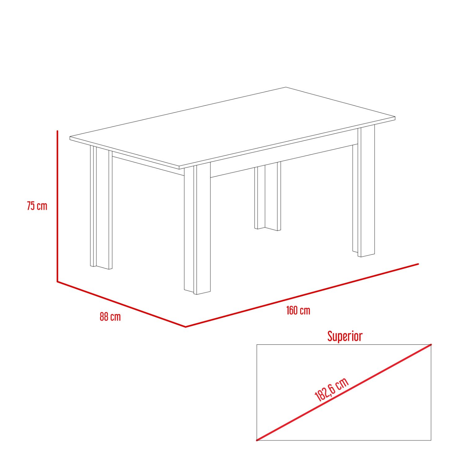 MESA DE COMEDOR PORTOFINO 160 - ROVERE