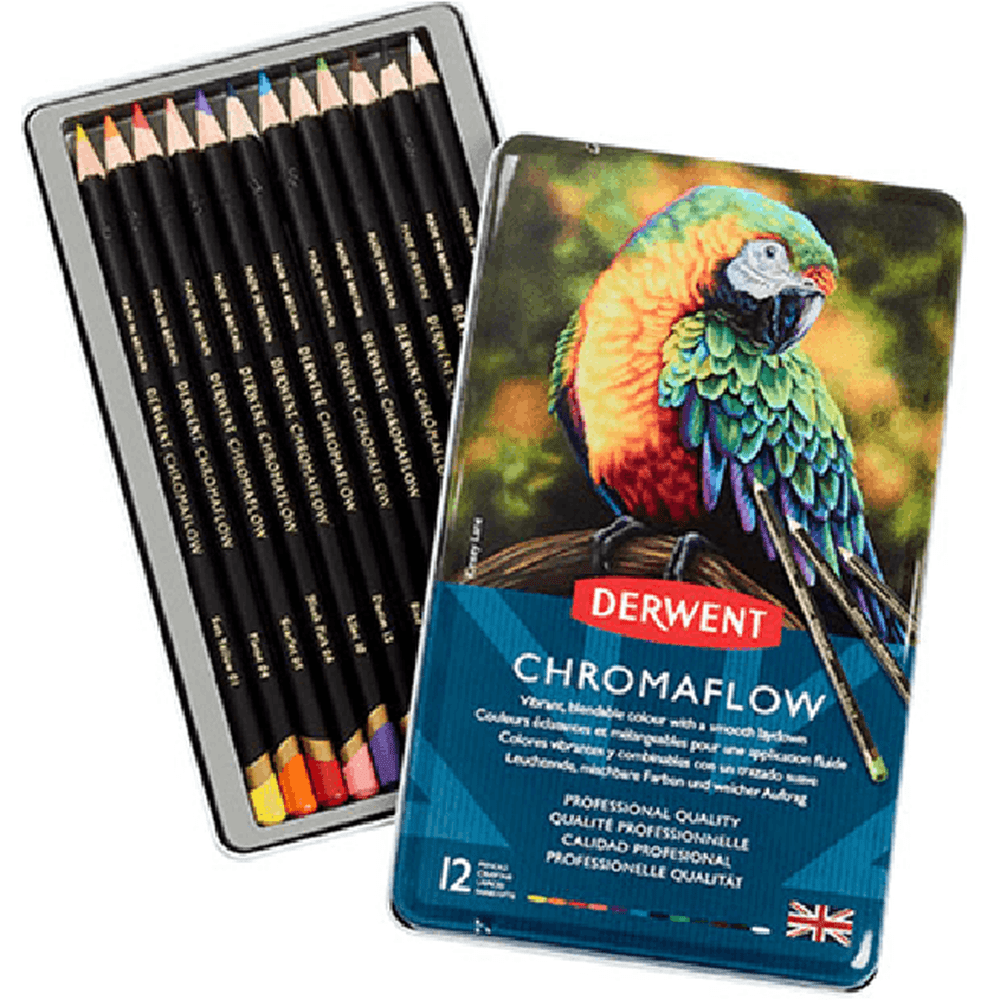 Derwent ChromaFlow Coloured Pencils Tin Set Rich Vibrant [12-Pieces]