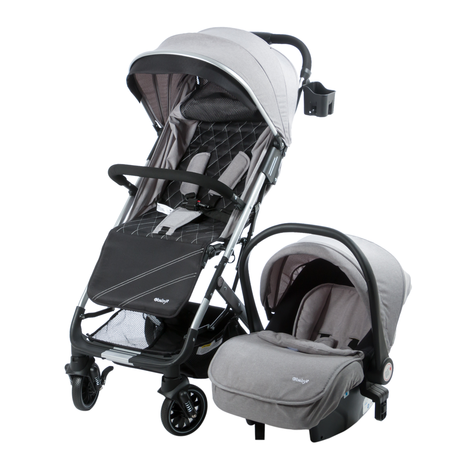 EBABY COCHE CON PORTABEBE URBAN WAY GRIS