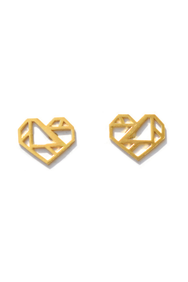 ARETE ORO 18K AMARILLO BASICO PEQUEÑO CORAZON GEOMETRICO