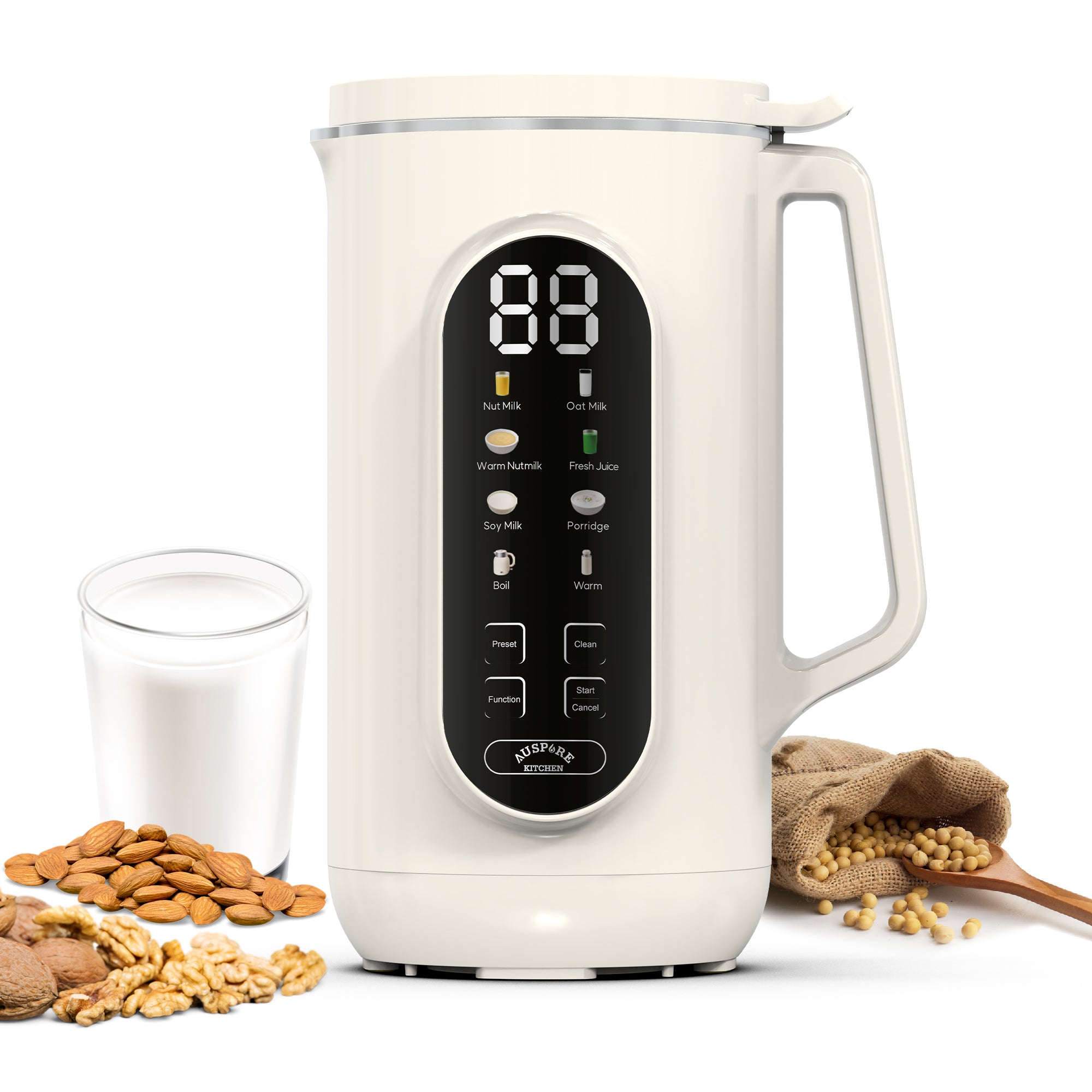 AUSPURE Soy Milk Maker, 10 Blades, 1000mL for Nut, Oat & Almond Milk