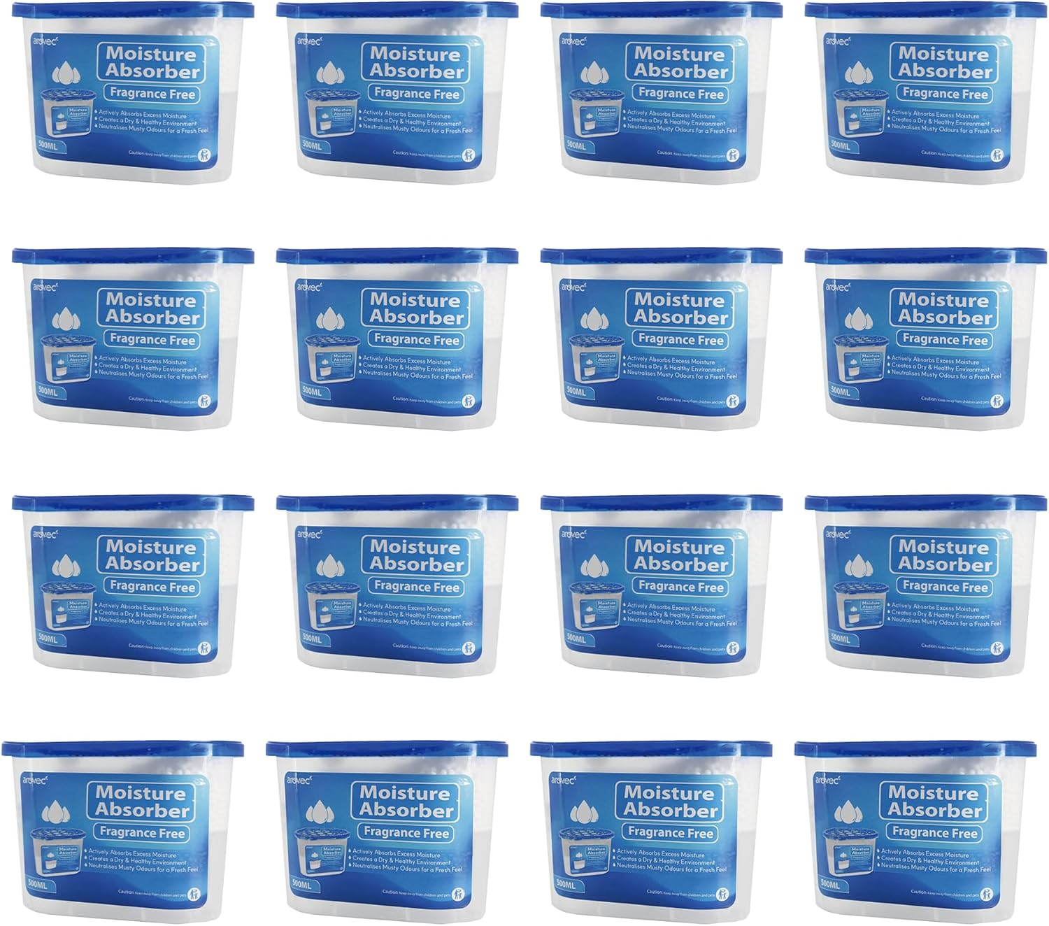 AROVEC Moisture Absorber 500mL for Laundry Room, Wardrobe, Storage 16-Pack