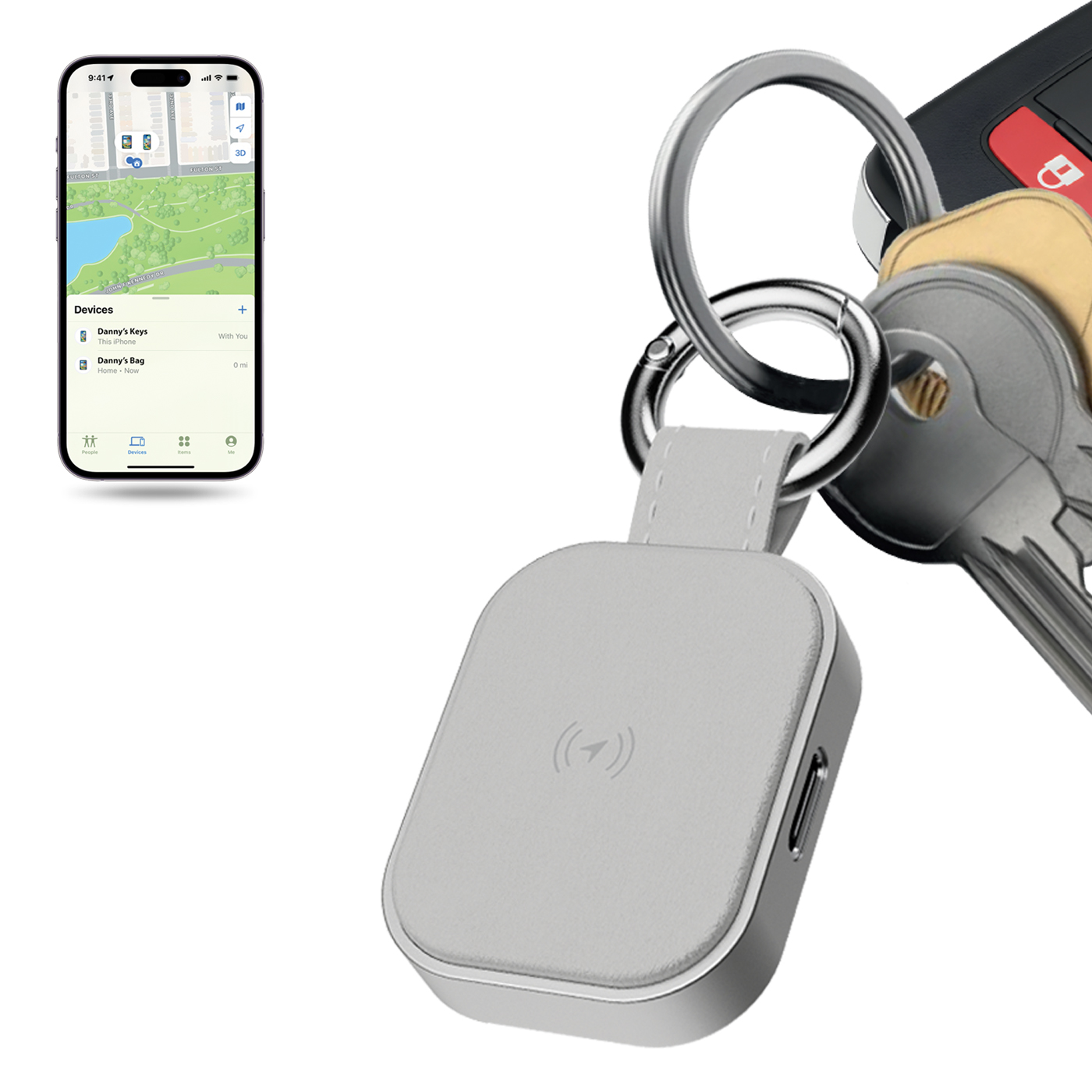 Leather Tag Tracker - 8 Color Options - Grey
