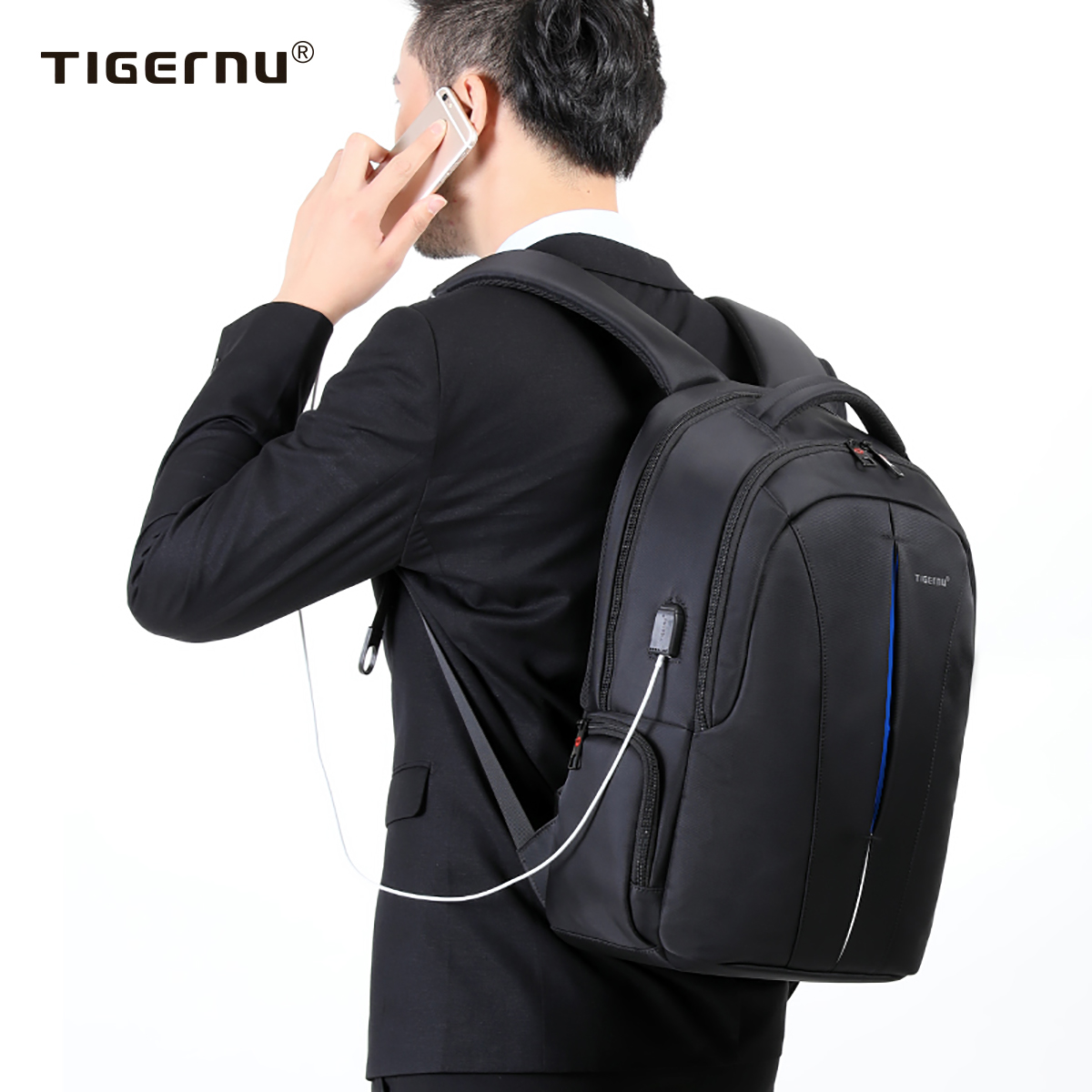 MOCHILA HOMBRE TIGERNU T-B3105A LAPTOP VIAJE ANTIRROBO NEGRO