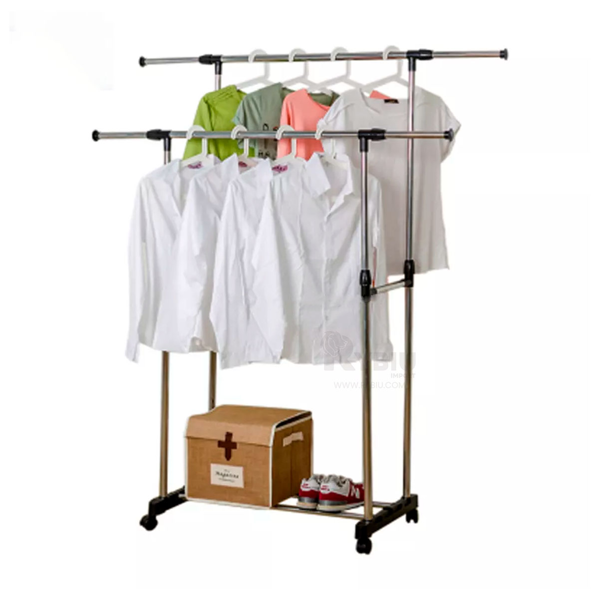 ORGANIZADOR DE ROPA CON 2 NIVELES EN COLOR GRIS