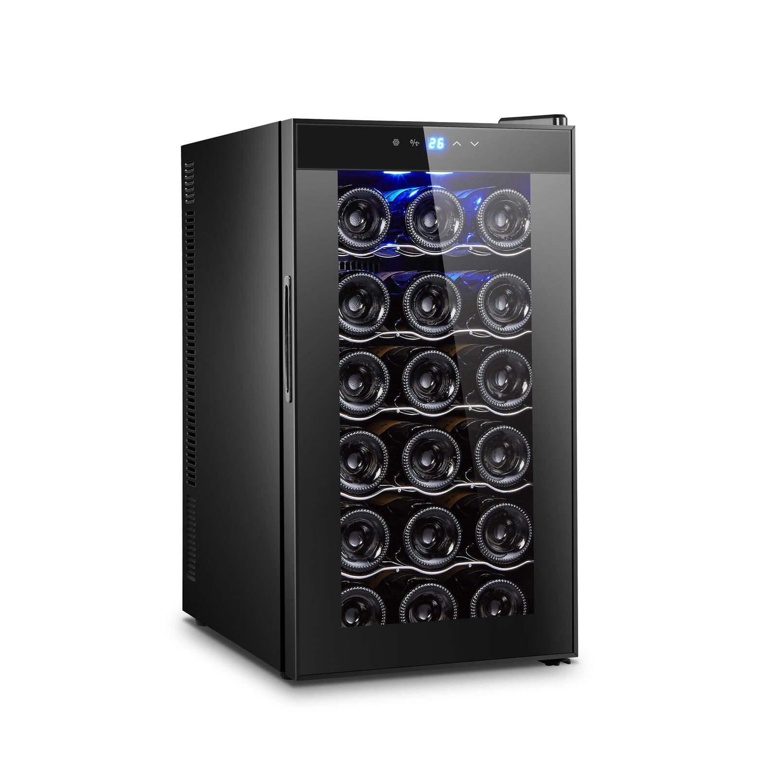 Lenoxx 18 Bottle Thermoelectric Wine Fridge, 130W, UV Protected Glass Door, Soft LED Illumination