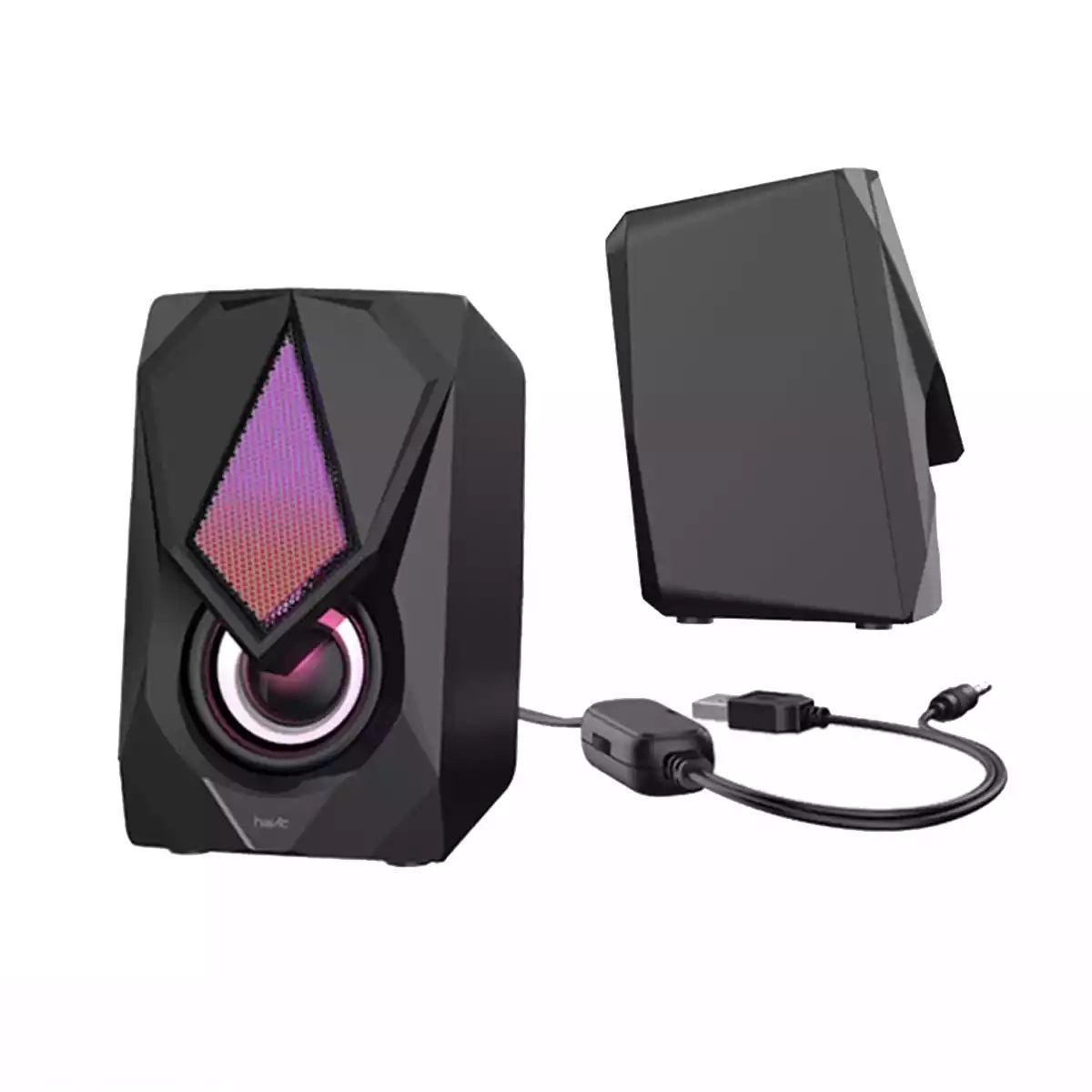 PARLANTE GAMER RGB GAMENOTE HAVIT SK563, 2.0 AUDIO ESTÉREO PARA PC, LAPTOP C/NEGRO