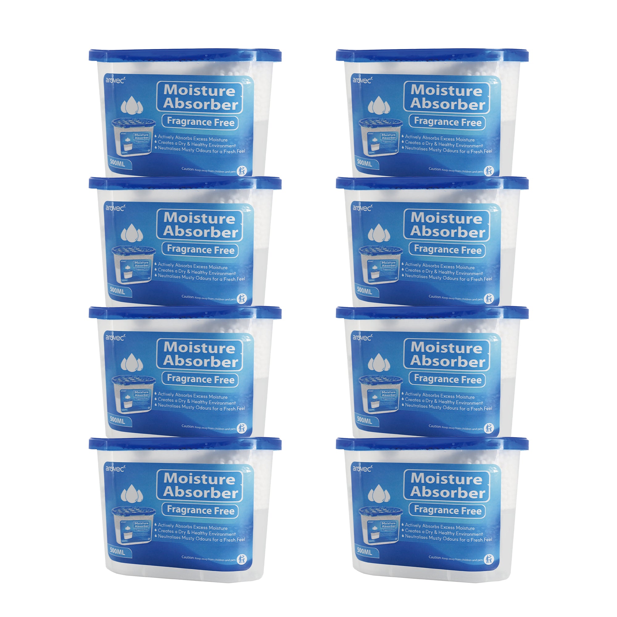 AROVEC Moisture Absorber 500mL for Laundry Room, Wardrobe, Storage, 8-Pack