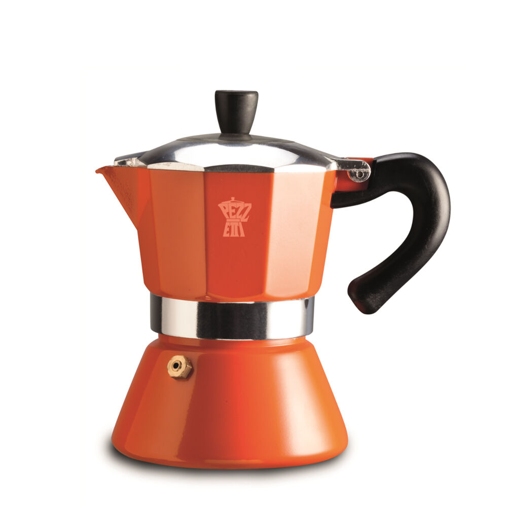 Pezzetti Bellexpress Aluminium 6-Cup Stovetop Induction Coffee Maker Orange
