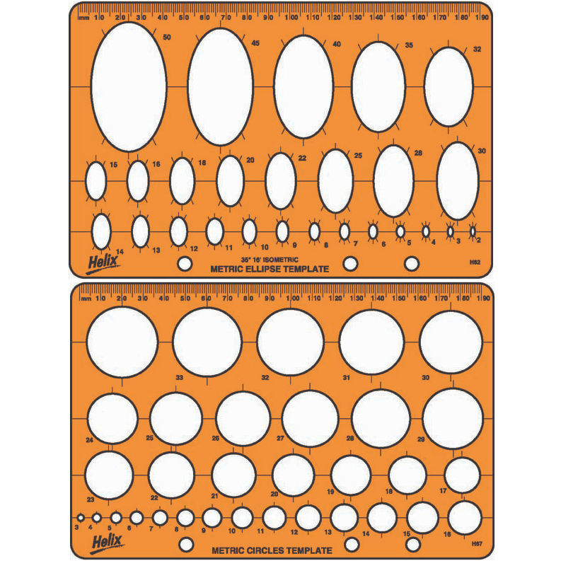 Helix Oval Ellipse Circles Template Stencil Set