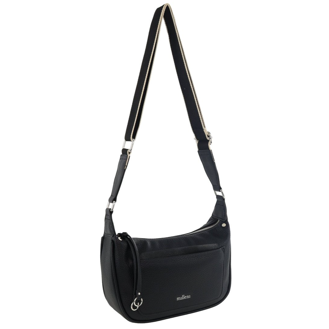 Milleni Women's Handbag Vegan Leather Fashion Everyday Crossbody Bag (Black)