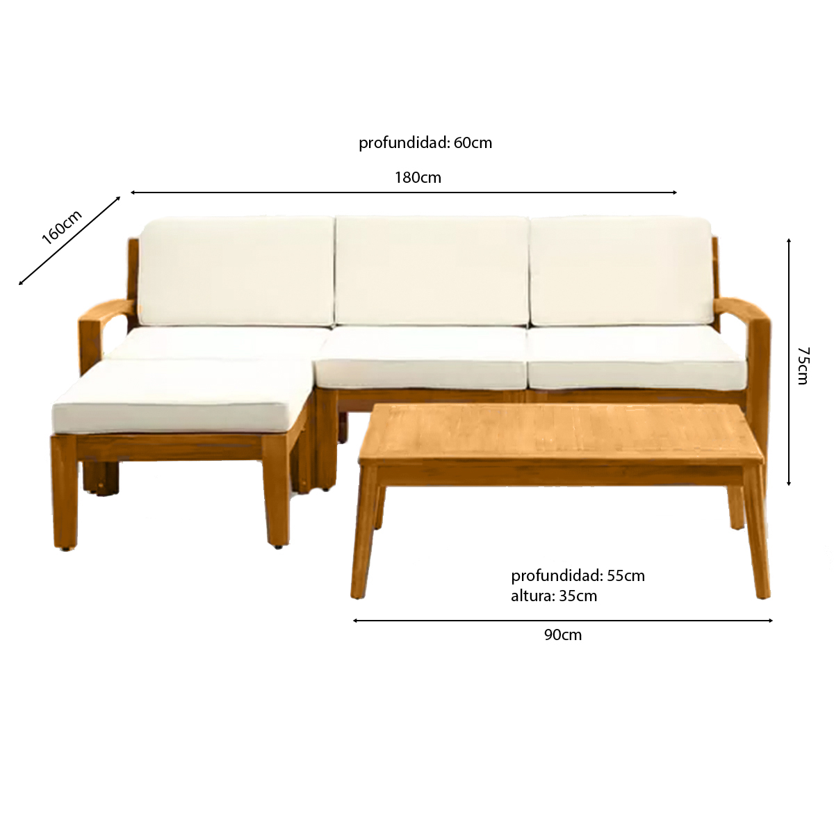 SET DE TERRAZA CISNE 3 PERSONAS CON MESA MOVENDA