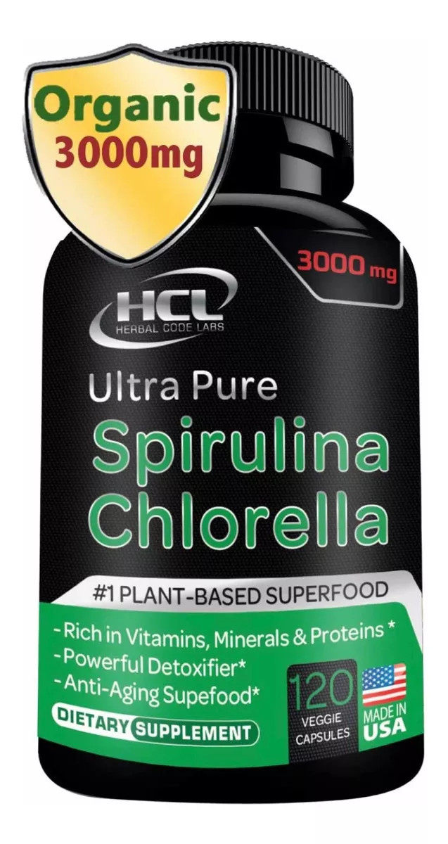 CHLORELLA SPIRULINA 3000 MG NO IRRADIADAS EEUU