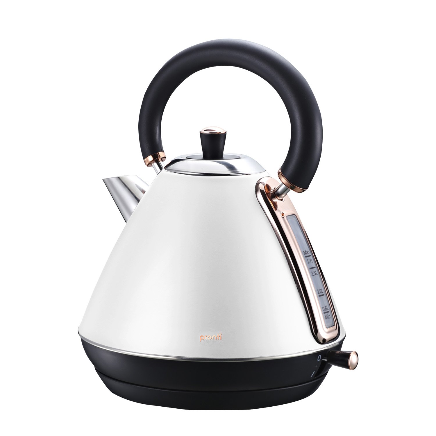 Pronti 1.7L Rose Trim Collection Kettle Stainless Steel (White)